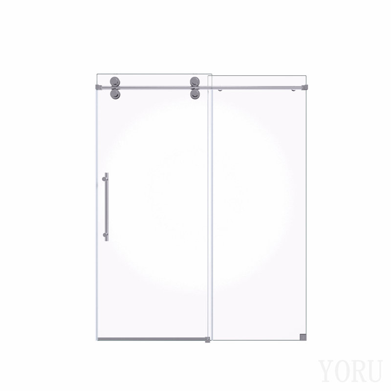 Porte de douche coulissante simple sans cadre de 44 à 48 po de hauteur H 76 po - verre trempé transparent de 5/16 po (8 mm), conception à dérivation avec finition chromée