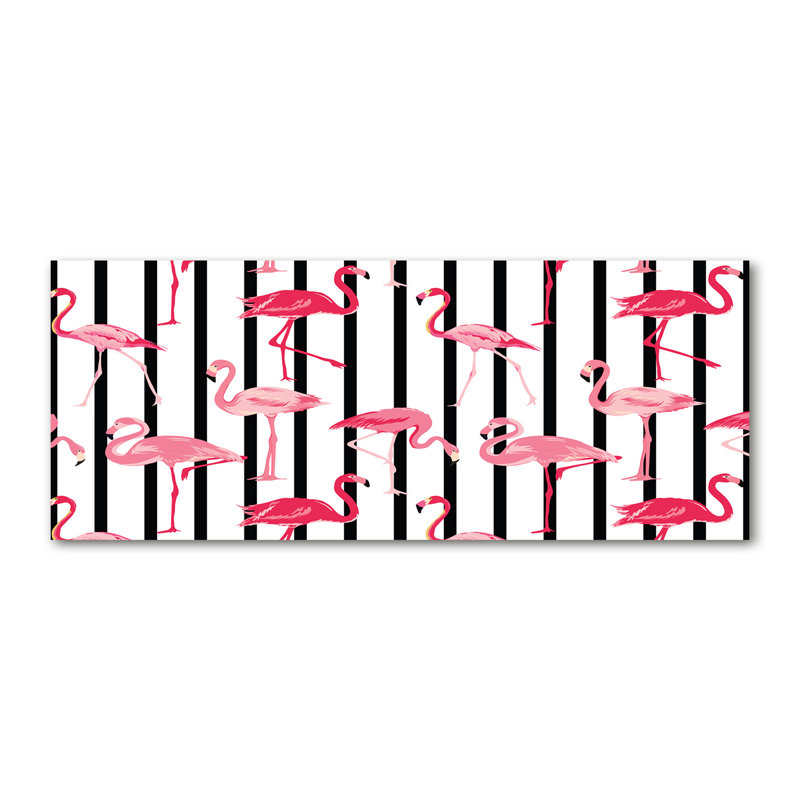 Flamingos Stripes - No Frame Print on Glass, Glass, 70cm H x 100cm W x 4cm D