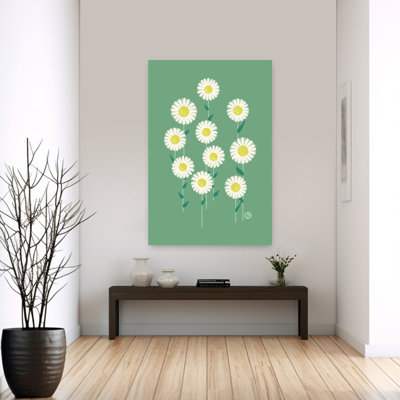 Contemporary Art Abstract Contemporary Daisy Nature Flower Wall Art by Aia Ueno - Wrapped Canvas Print