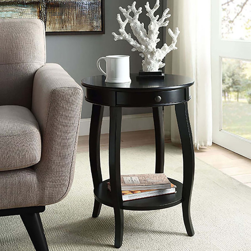 End Table with 1-Drawer, Black