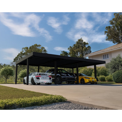 Palram - Canopia Oslo Aluminum Polycarbonate Carport Canopy Black/Gray