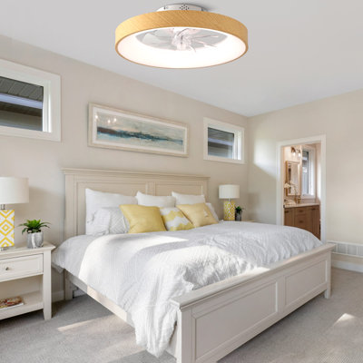 Ventilateur de plafond encastré moderne de 20 po avec éclairage à DEL à intensité variable RVB et moteur CC réversible à 6 vitesses pour la chambre à coucher