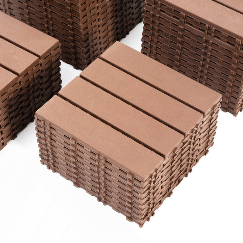 Carreaux de terrasse en plastique emboîtables, Brun