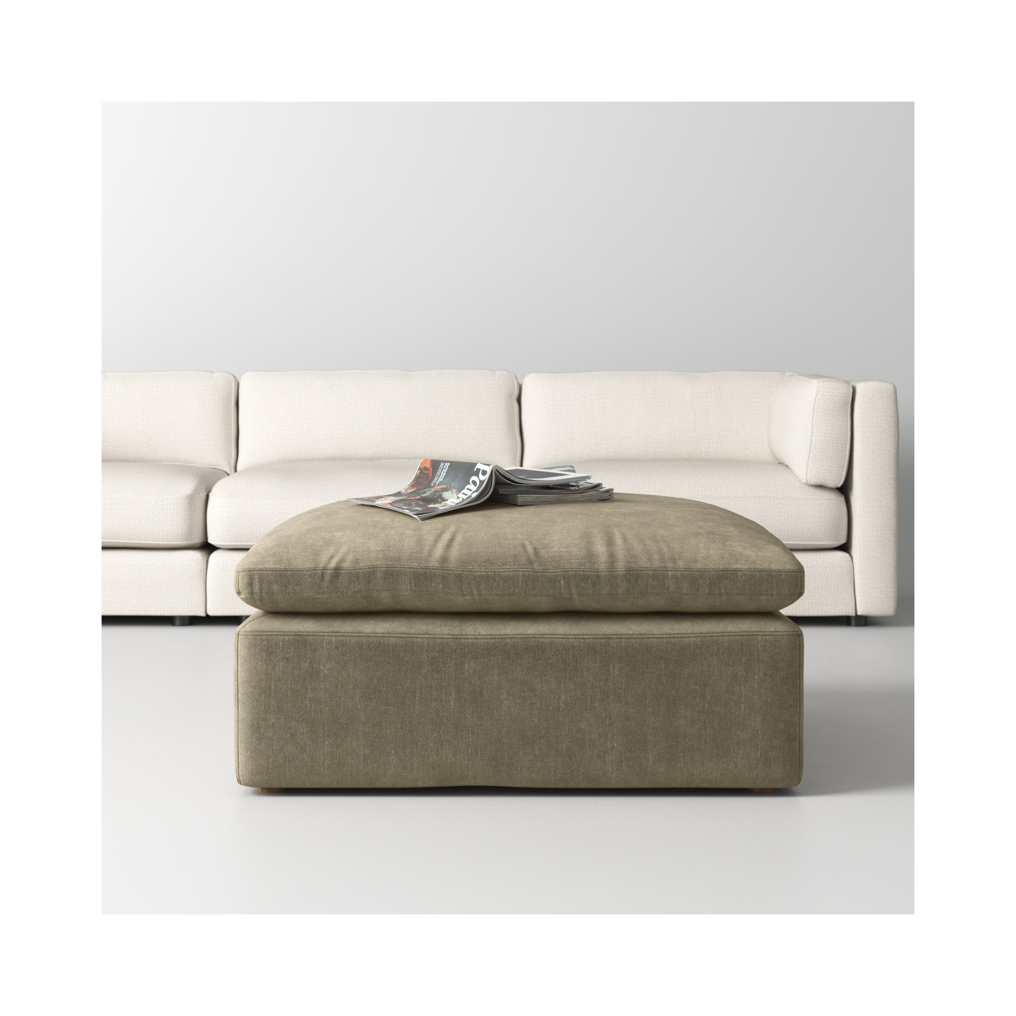 Armand Performance Fabric Ottoman, Desert Sage Performance