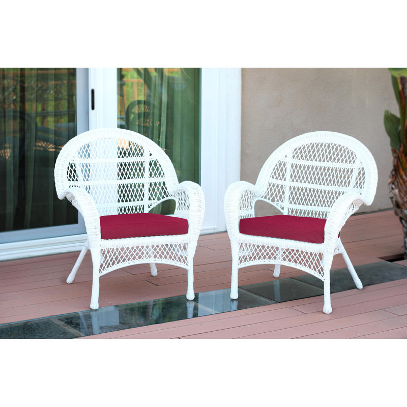 Maltby Wicker Outdoor Lounge Chair, Red, White