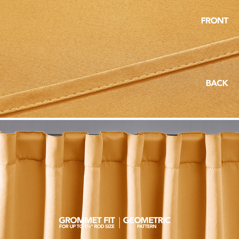 Taburao Back Tab Room Darkening Curtain Pair, 42" W x 63" L, Orange Flame