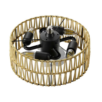Ventilateur de plafond à 3 pales avec télécommande, ventilateur de plafond à profil bas pour cuisine