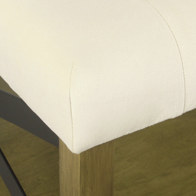 Repose-pieds capitonné avec rangement en bois 30 po Byrdstown, Microfibre crème