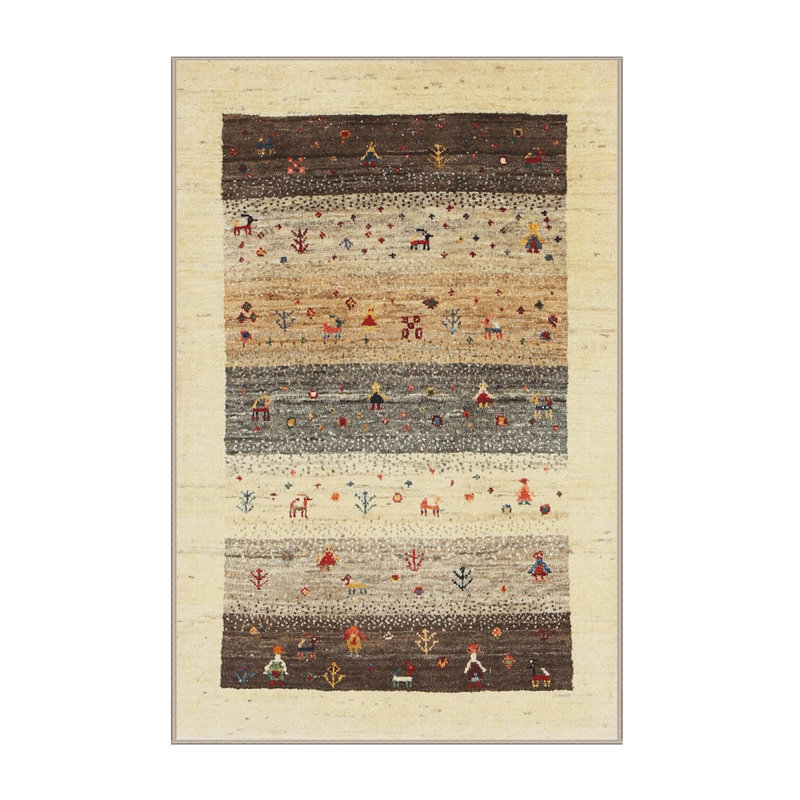 Tapis beige/brun/gris contemporain, Rectangle 6 pi x 9 pi