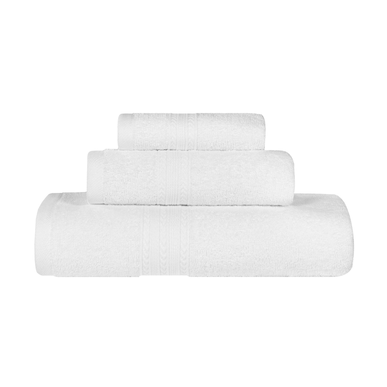 Asleigh Eco-Friendly Cotton 3 Piece Assorted Bathroom Towel Set, White