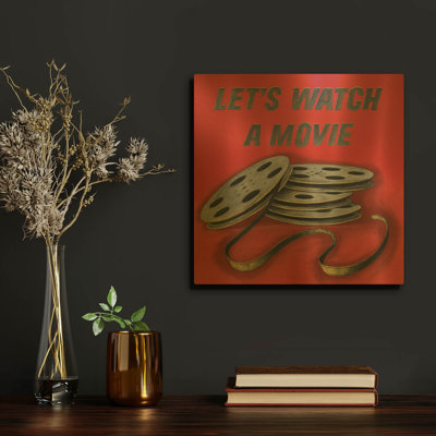 'Lets Watch a Movie Red' By Wild Apple Portfolio Gold Metal Wall Art