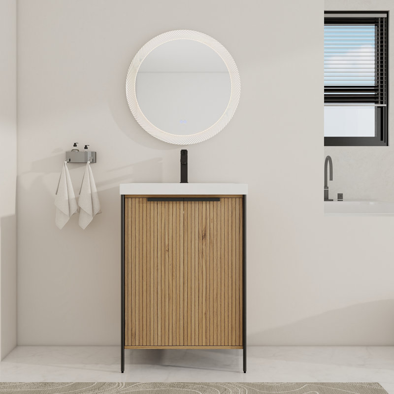 24'' Single Bathroom Vanity with Resin Top