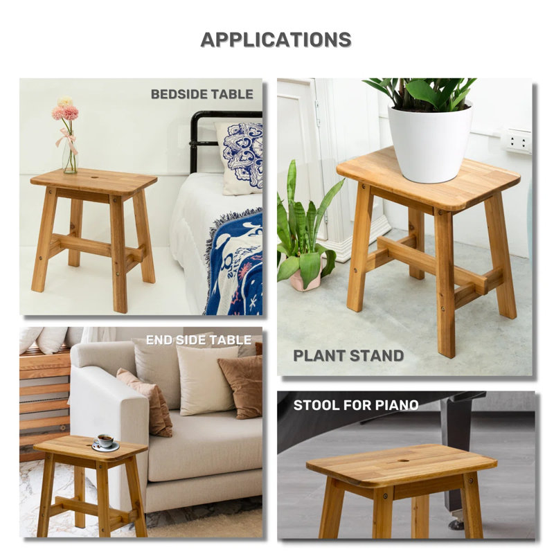 Solid Acacia Wood Accent Stool