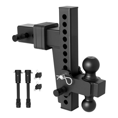 Adjustable Trailer Hitch, Fit 2.5 Inch Receiver, Trailer Hitch Mount with 2 Inch and 2-5 13.78 x 13.98 x 2.95 in Carbon Steel 1 PCS Trailer Hitch Black Sturdy and Rustproof
