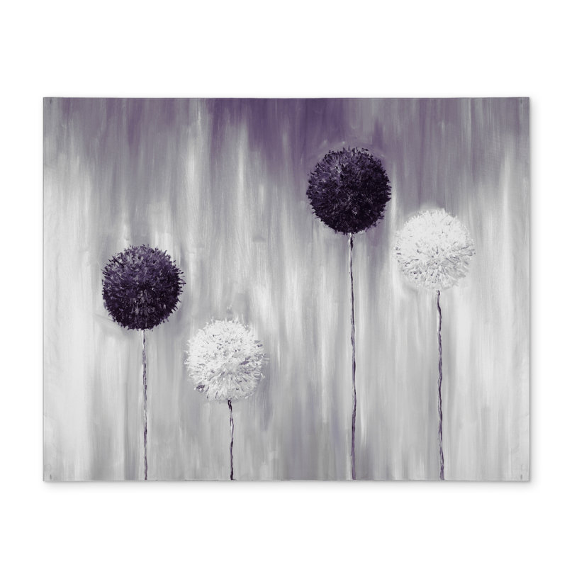 Napperon gris - décor de fleurs d'allium mauves