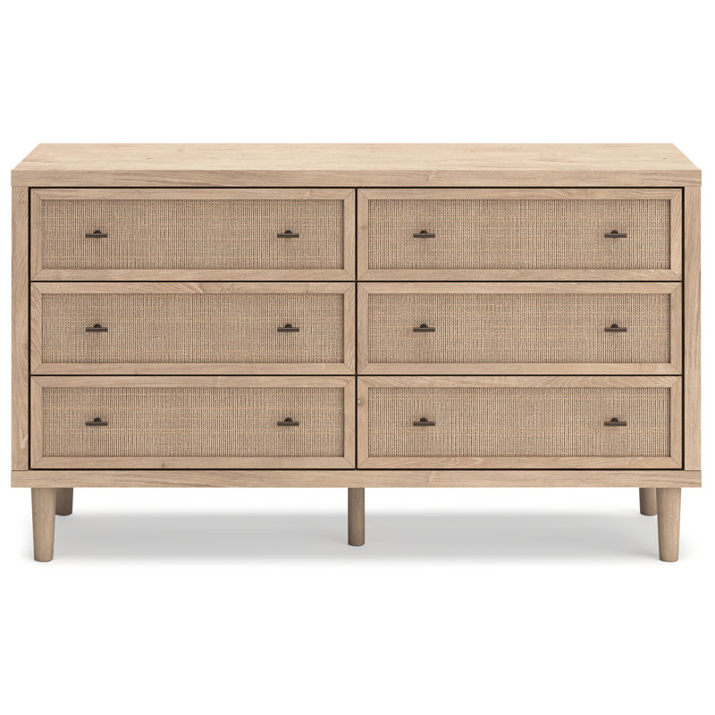 Grand lit à panneaux, commode et table de chevet Cielden