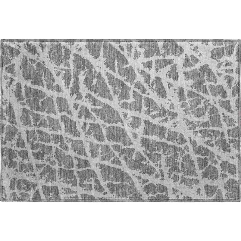 Premium Machine Washable Cerrito AMF501 Charcoal Rug, Rectangle 1'8" x 2'6"