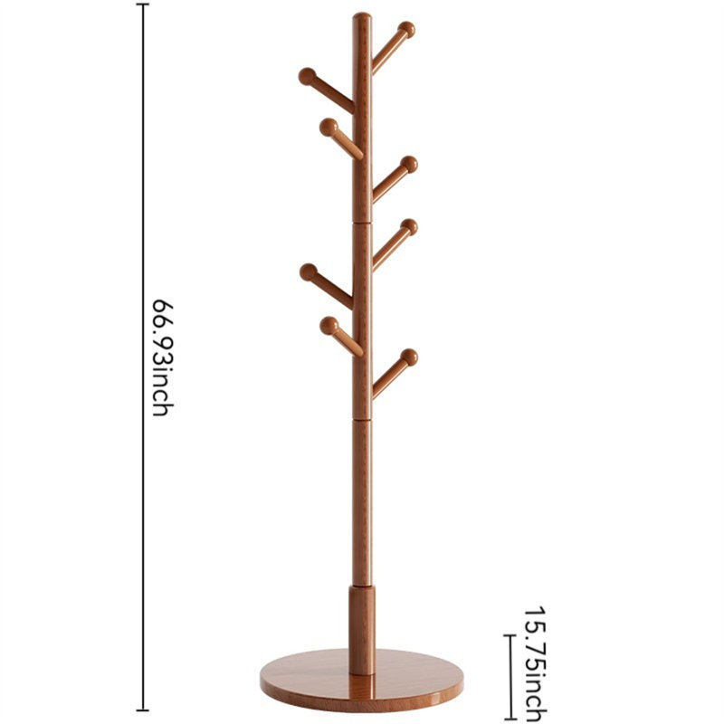Classic Solid Wood Clothes And Hat Stand, Brown
