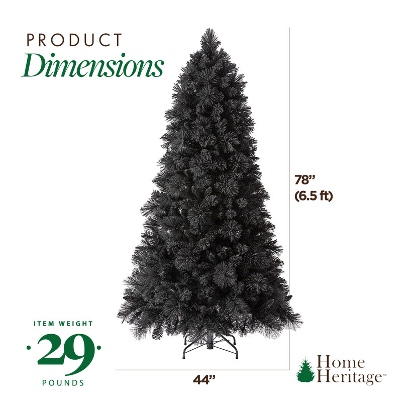 Home Heritage Prelit Artificial Christmas Tree with Pinecones, 6.5' H, Black