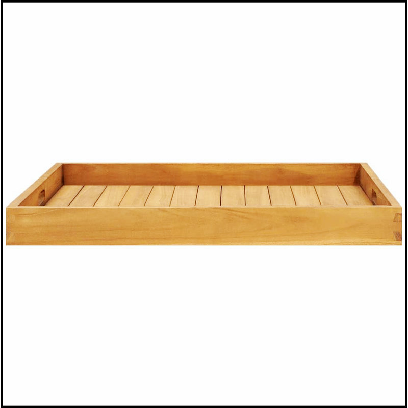 Le plateau de service durable en bois de teck massif, parfait pour les réceptions et l'utilisation quotidienne, rehausse toute expérience culinaire.