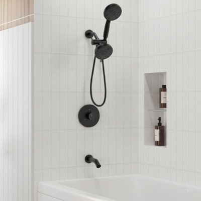 Ensemble de robinet de douche à trois fonctions, pomme de douche et douche à main avec 5 réglages de jet