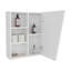 Armoire à pharmacie murale à miroir avec une porte et quatre compartiments ouverts, blanc