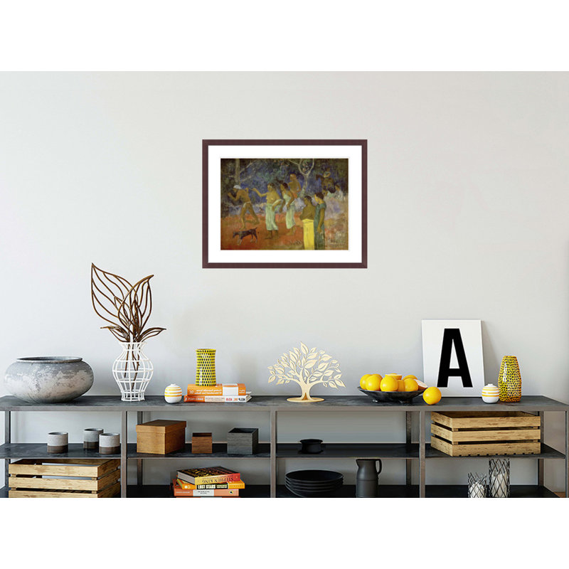 «Scene from Tahitian Life» par Paul Gauguin - Estampe numérique encadrée, H 22,99 po x l 29,5 po