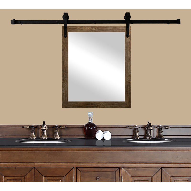 Neace Flat Mirror, 39" H x 33" W, Brown Barnwood