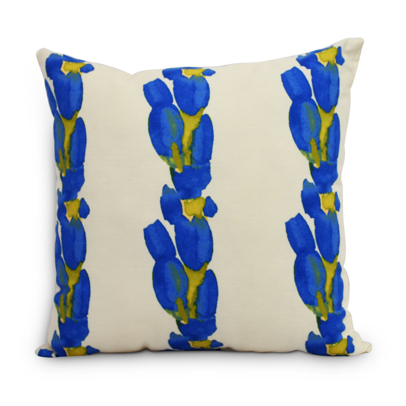 Sunset Tulip Floral Reversible Throw Pillow, Blue, 16" x 16", Outdoor