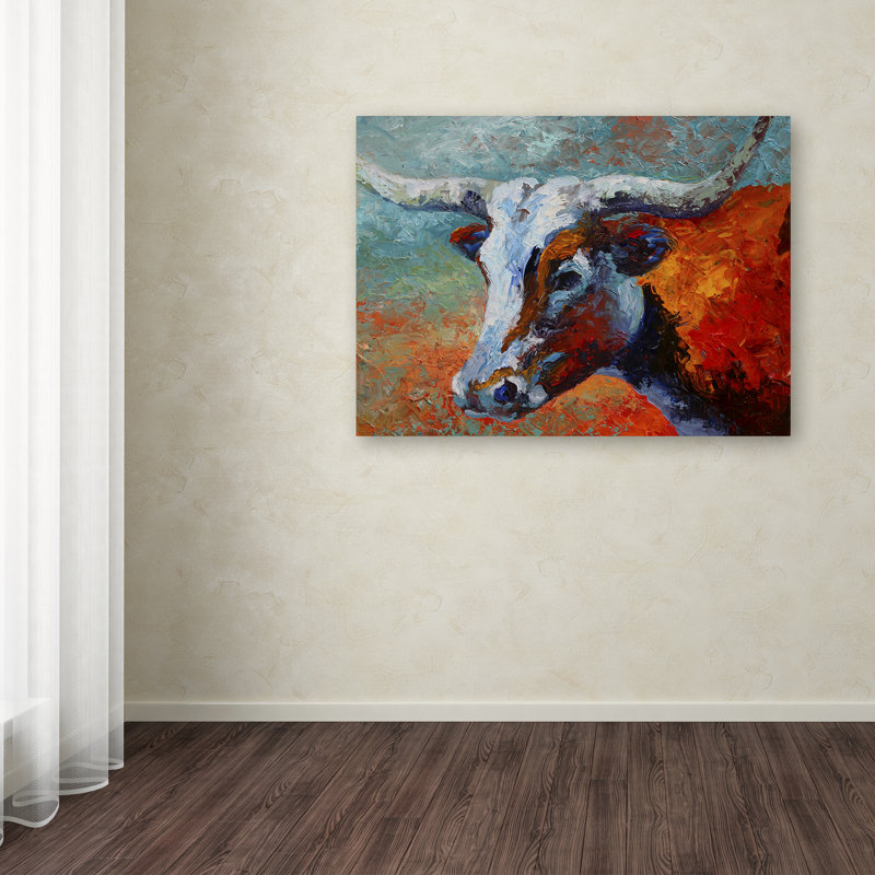 «Young Longhorn» par Marion Rose, reproduction sur toile, H 24 po x l 32 po x P 2 po