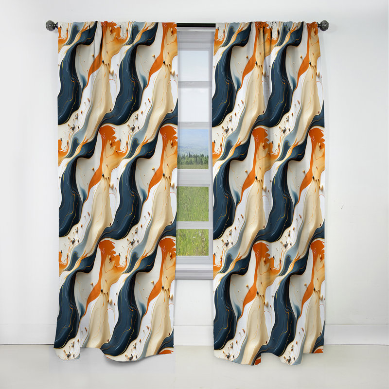 Motif de marbre Tribal Essence - Rideau de marbre abstrait - Rideau de marbre occultant - 1 panneaux, L 52 po x L 108 po