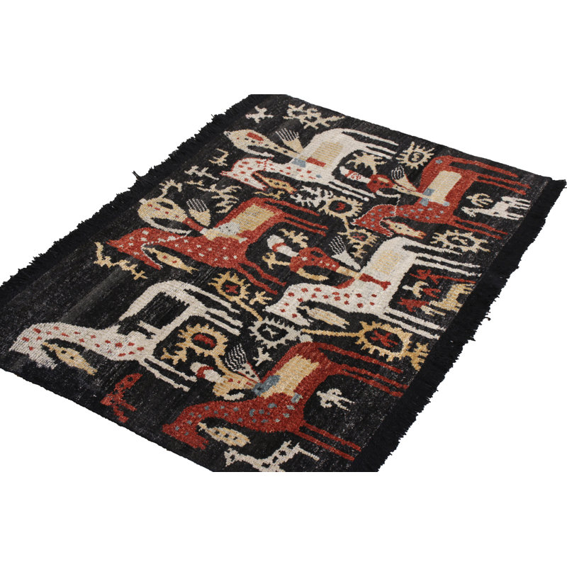 Burano Hand Knotted Wool Geometric Area Rug, Rectangle 6' x 9'