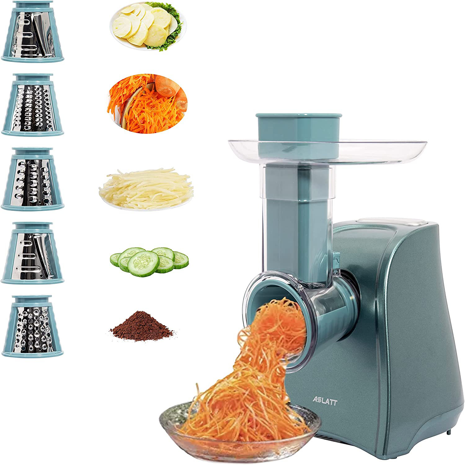 https://assets.wfcdn.com/im/52316696/compr-r85/2315/231557241/electric-cheese-grater-cheese-grater-electric-one-touch-control-electric-grater-machine-for-vegetable-fruits-potato-electric-cheese-shredder-salad-maker-with-5-free-attachments-green.jpg