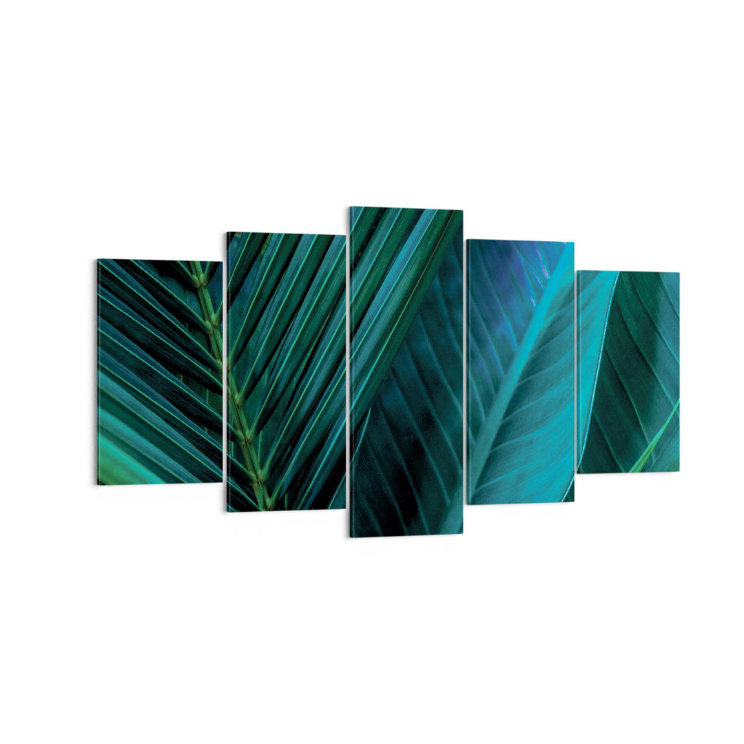 5-tlg. Leinwandbilder-Set Leaf Tropic Green