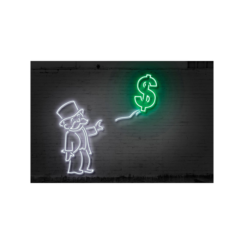 Rich Uncle Pennybags (aka Mr. Monopoly) With A Balloon by Octavian Mielu - Print on Canvas, 152.5 cm H x 101.5 cm W