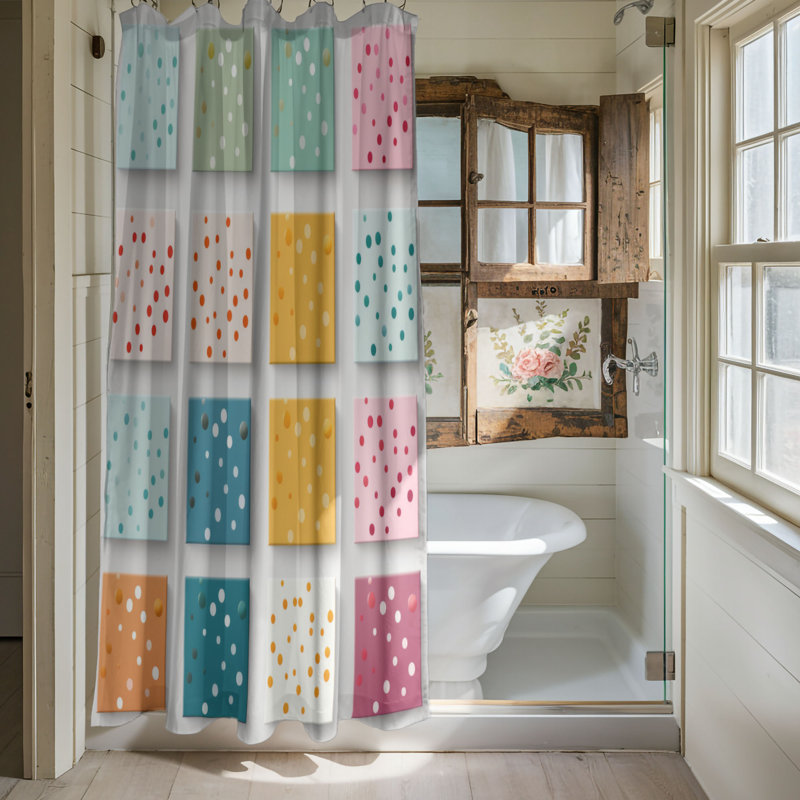 Rideau de douche Spots Design - Premium, H 74 po x l 71 po