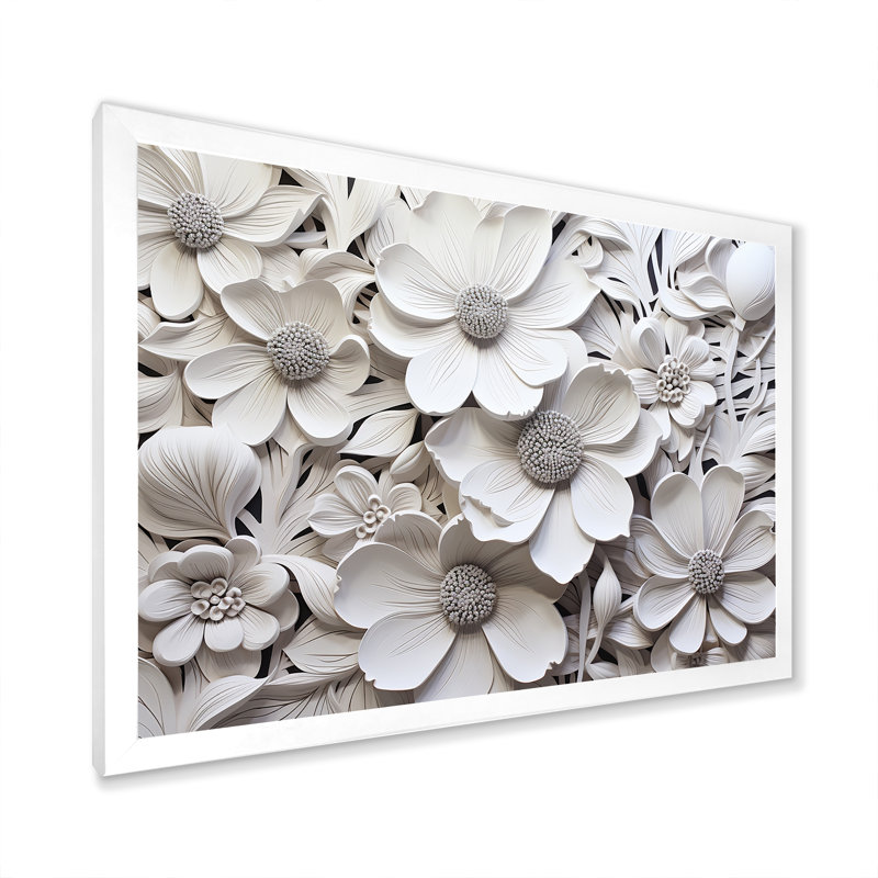Beige et or saisonnier Serenity Blooms II, H 34 po x l 44 po x P 1,5 po, Cadre simple blanc