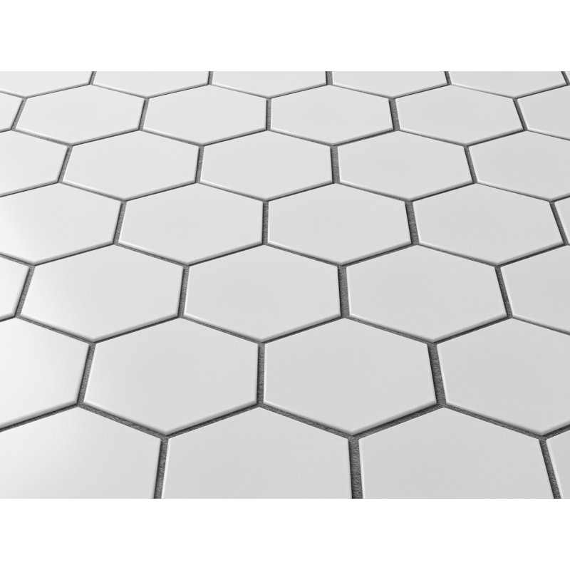 White Matte 2"x2" Hexagon mosaic - 11x13 Porcelain tile for Kitchen Backsplash & Bathroom (set of 20), White