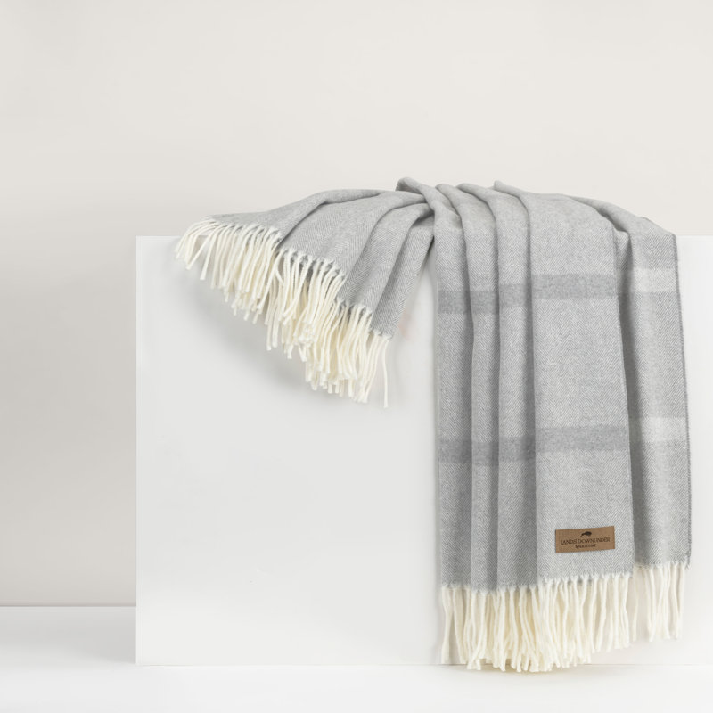 Montauk Stripe Herringbone Throw, Light Gray