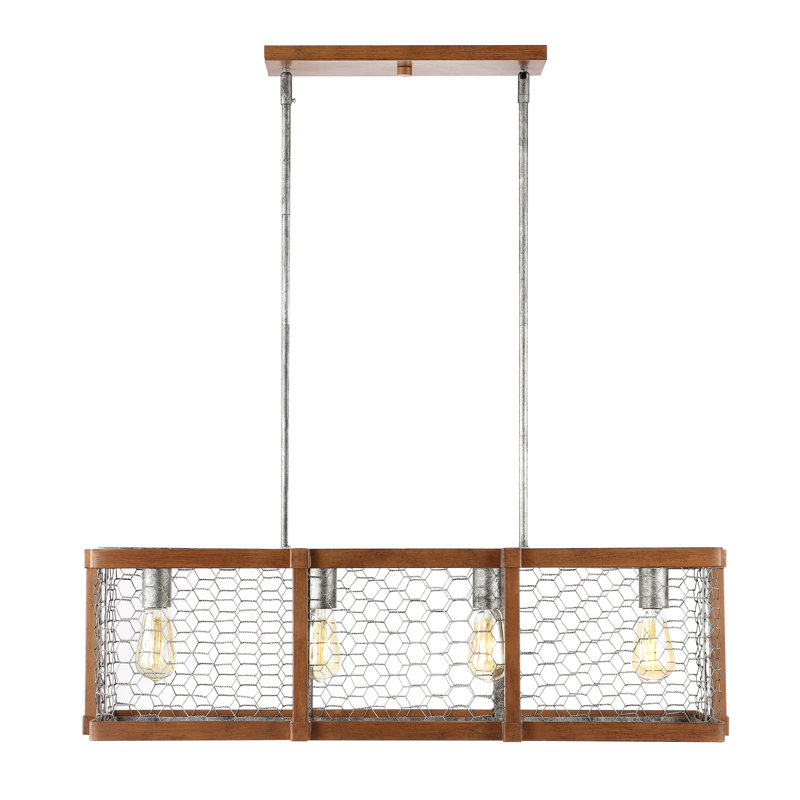 Luminaire suspendu linéaire lanterne 4 lumières Herlef