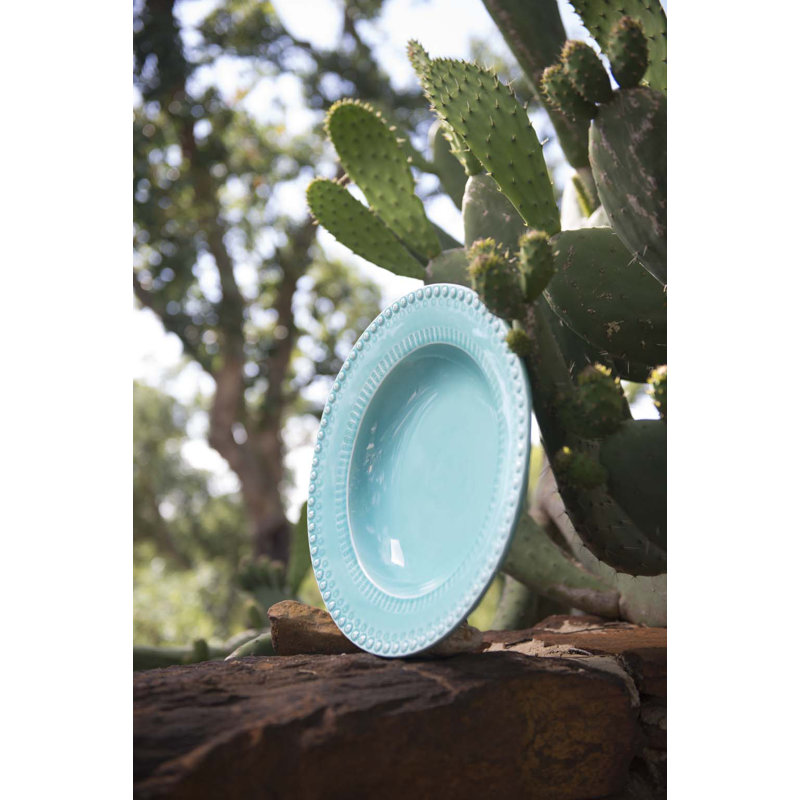 Fantasy Earthenware Pasta Dish, Aqua Green