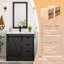 Meuble-lavabo de salle de bain avec lavabo, robinet, miroir, porte de grange coulissante et tiroirs-2033704574-2035463038
