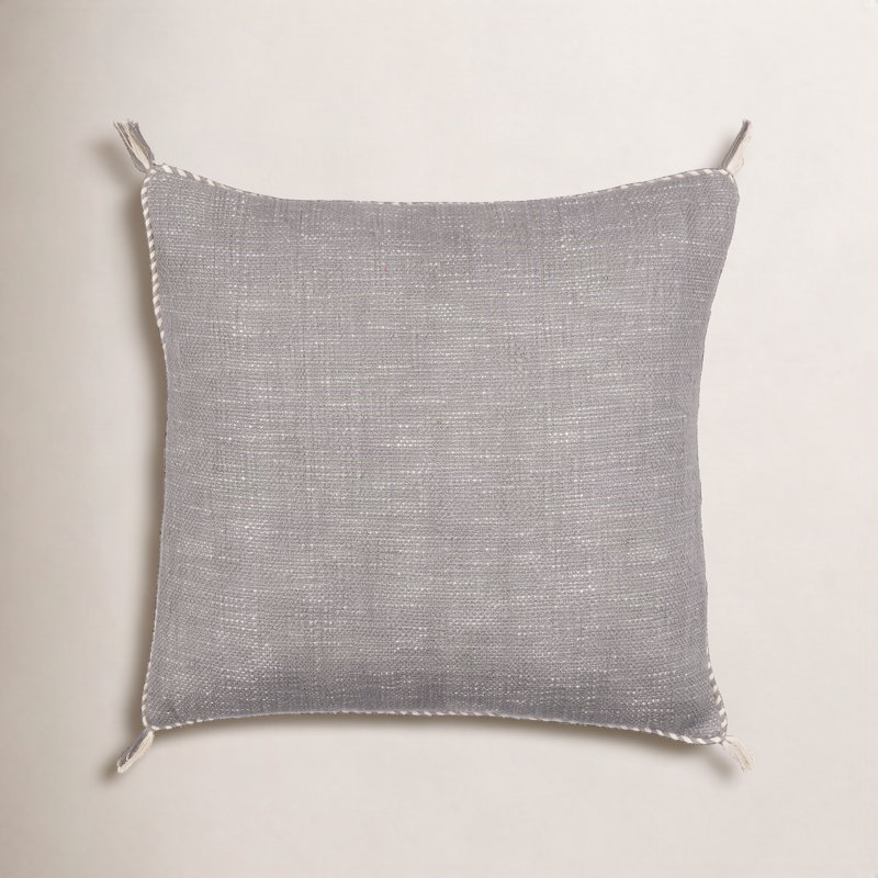Tenor Tassels Cotton Pillow Cover, 22"H x 22"W, Cream/Black