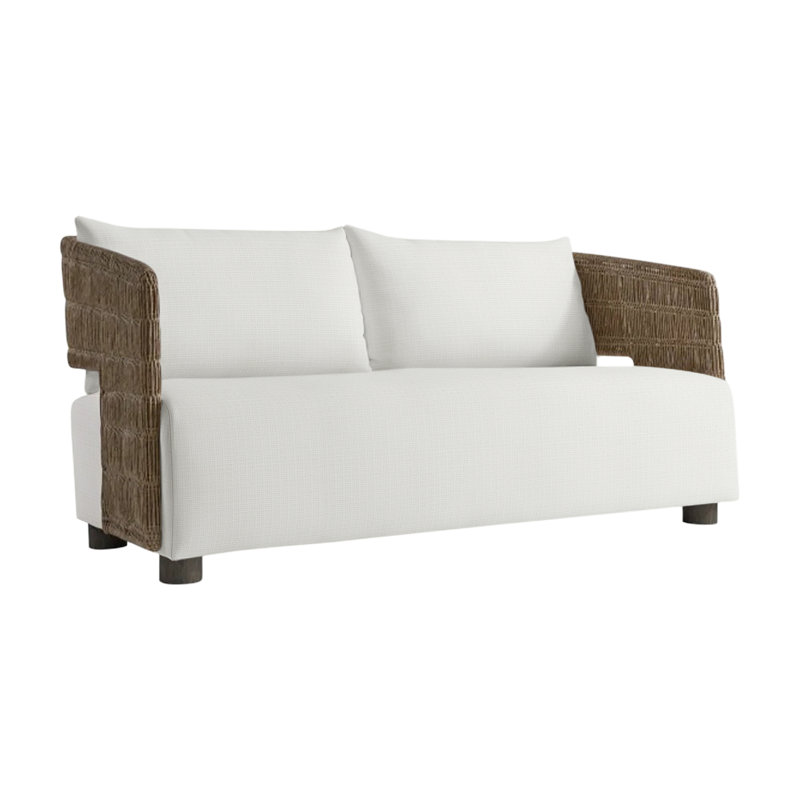 Maldives Outdoor Teak Loveseat, Cream Linen 6025-002