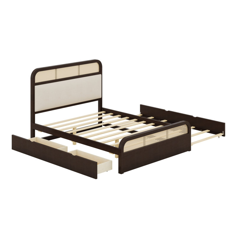 Lit plateforme en bois avec lit gigogne et 2 tiroirs