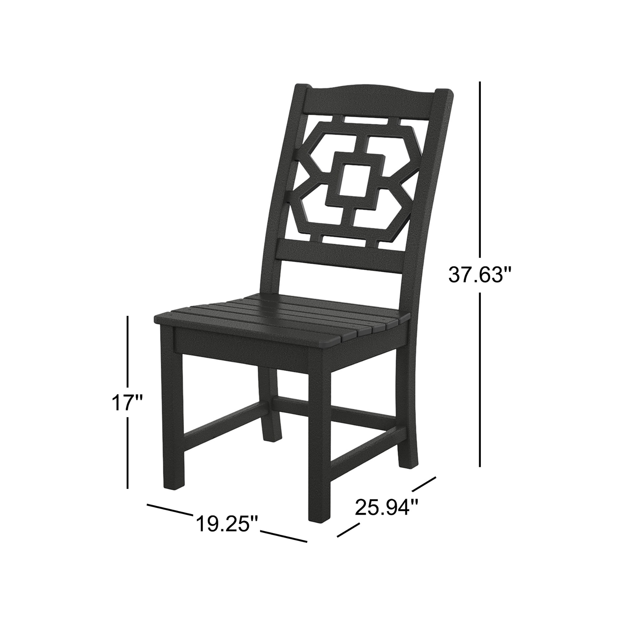 Chinoiserie Outdoor Dining Side Chair, Black