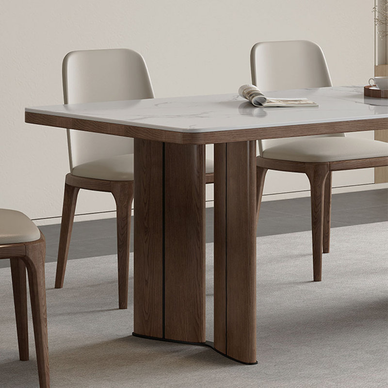 Solid Wood and Sintered Stone Dining Table set, 29.52"H x 70.86"L x 35.43"W