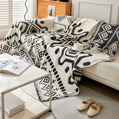 Soft Chenille Reversible Sofa Cover Geometric, Durable, Stain Resistant