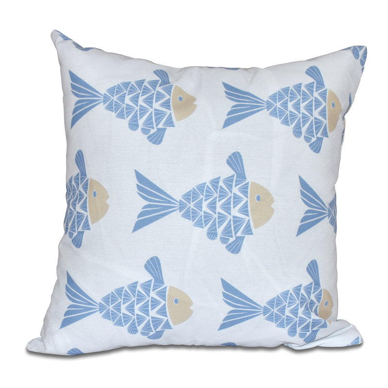 Beach Vacation Reversible Throw Pillow, 18" H x 18" W, Blue