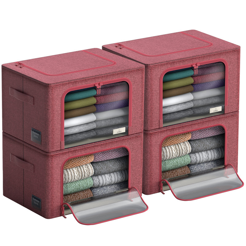 Boîte de rangement avec fenêtre, contenants de rangement en tissu avec grande fenêtre transparente et poignées de transport